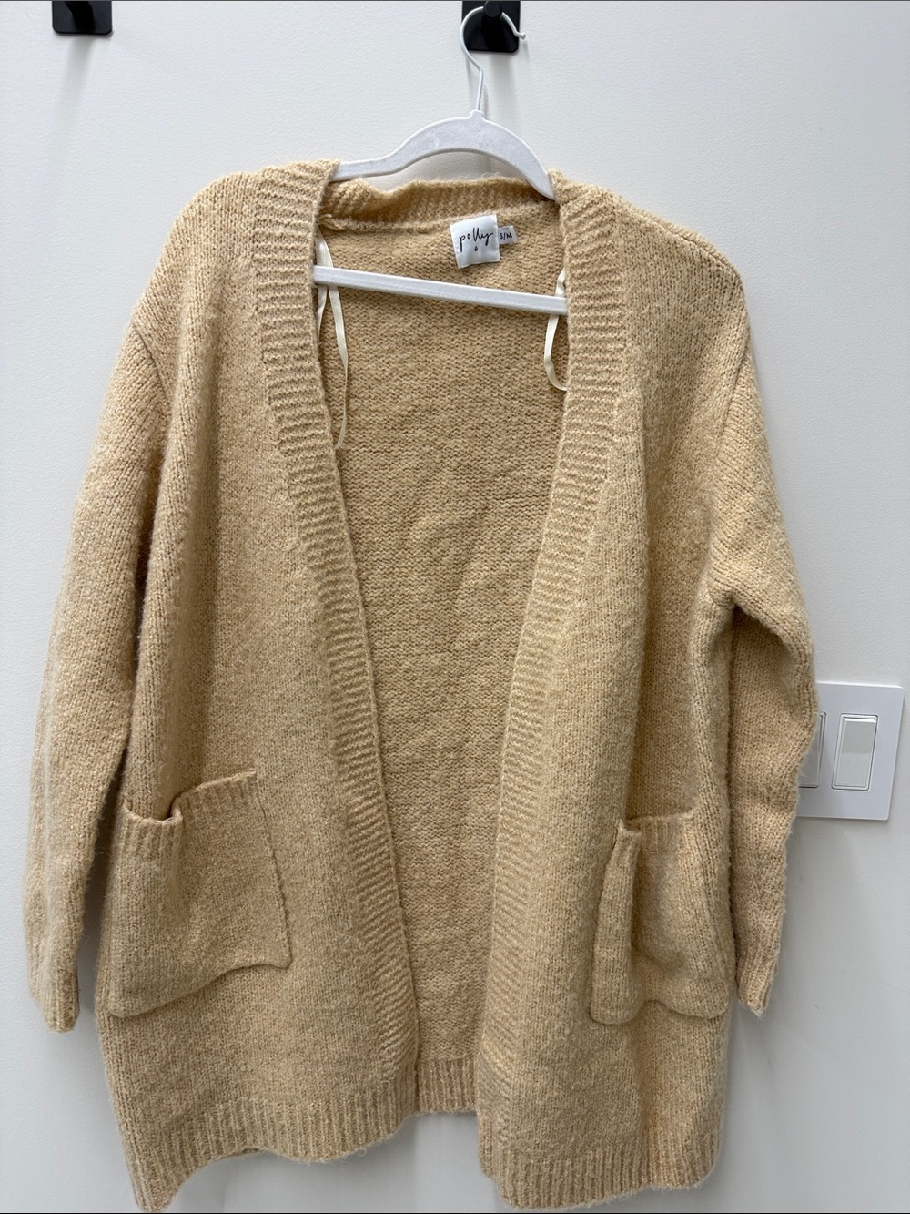 Princess Polly Open-Front Pocket Cardigan in Camel